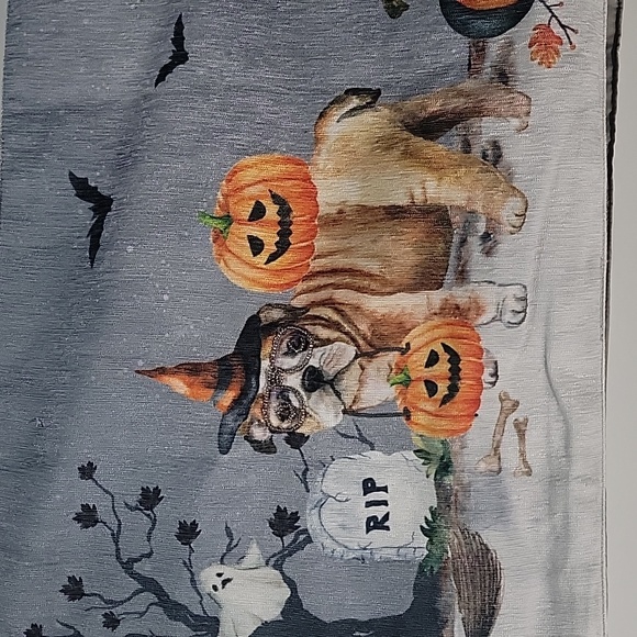 Cynthia Rowley Curious Halloween Dog Witch Pumpkin Costume Table Runner 14" x 72 - Picture 7 of 9